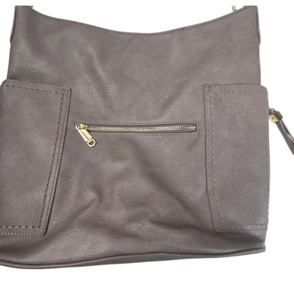 Miztique Gray Faux Leather Hobo Bag Large Braided Handle Western Vegan Everyday